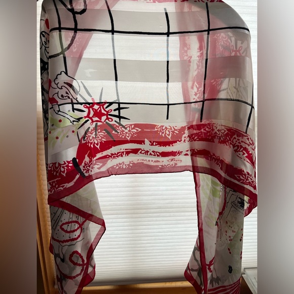 π1950s-Themed Girls Decorating Christmas Tree Scarf | Festive | Oblong 19βx69β - Picture 6 of 17